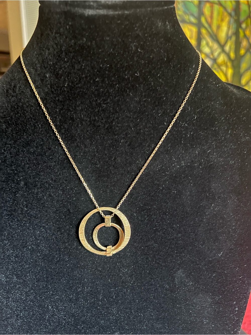 Classic Gold Double Circle Pendant Necklace